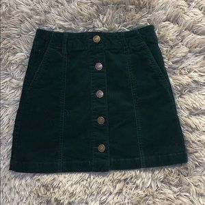 Green velvet skirt